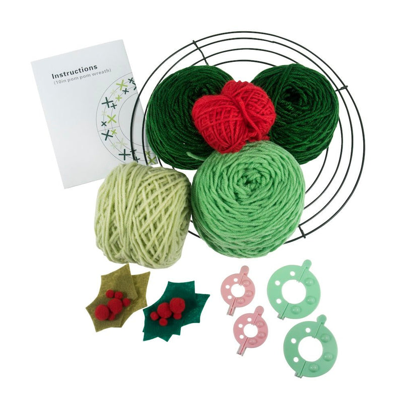 Pom Pom Wreath Kit - Green | Trimits - This is Knit