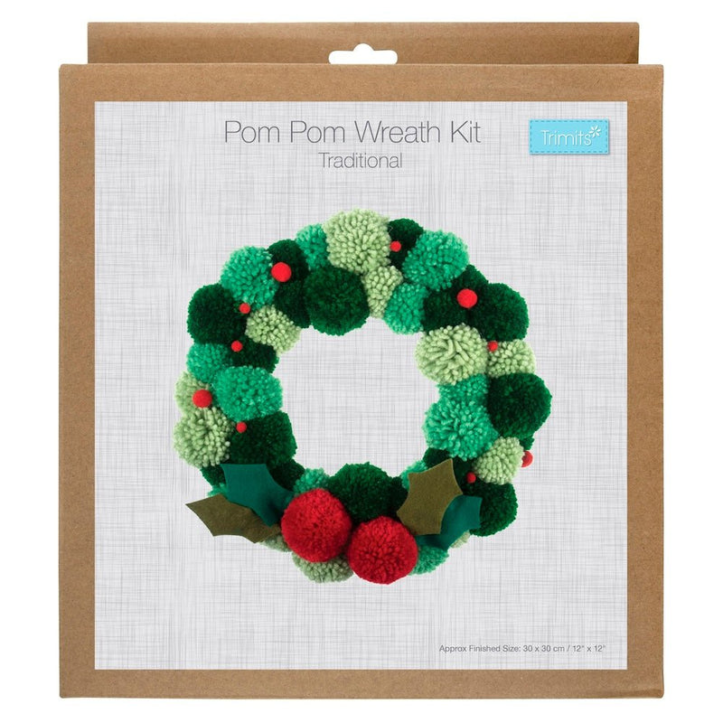 Pom Pom Wreath Kit - Green | Trimits - This is Knit