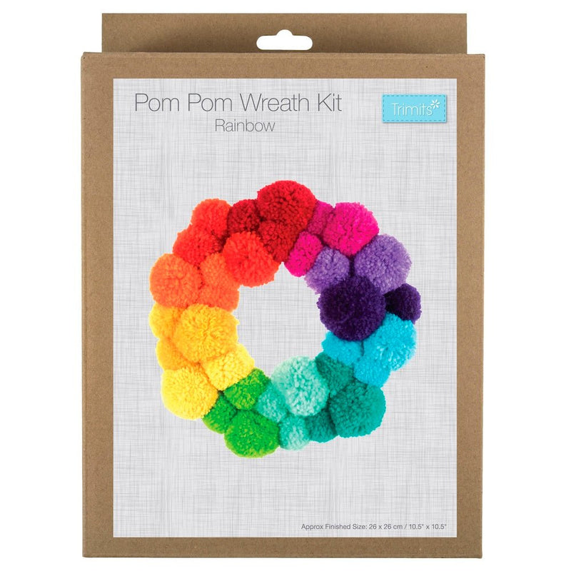 Pom Pom Wreath Kit - Rainbow | Trimits - This is Knit