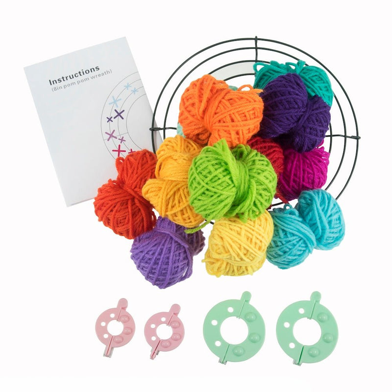 Pom Pom Wreath Kit - Rainbow | Trimits - This is Knit
