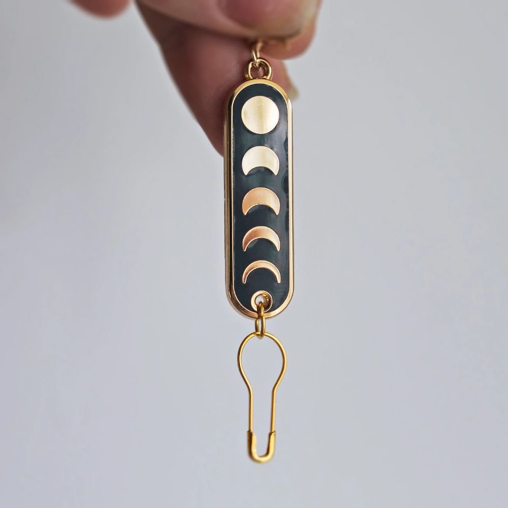 Progress Tab Keeper - Stitch Marker - Moon Phase | Twill + Print - This is Knit