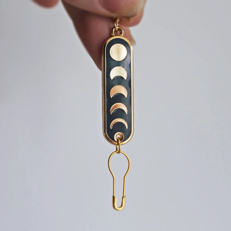 Progress Tab Keeper - Stitch Marker - Moon Phase | Twill + Print - This is Knit