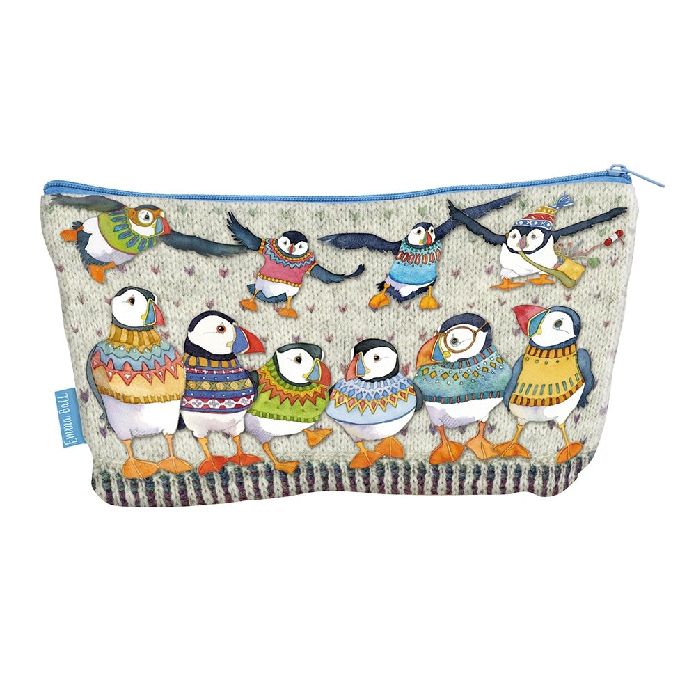 Woolly Puffins Zipped Pouch | Emma Ball
