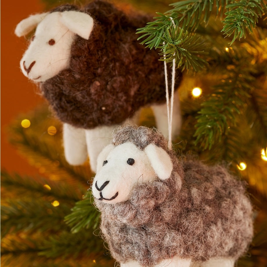 Set Of 2 Felt Sheep Decoration | Namaste