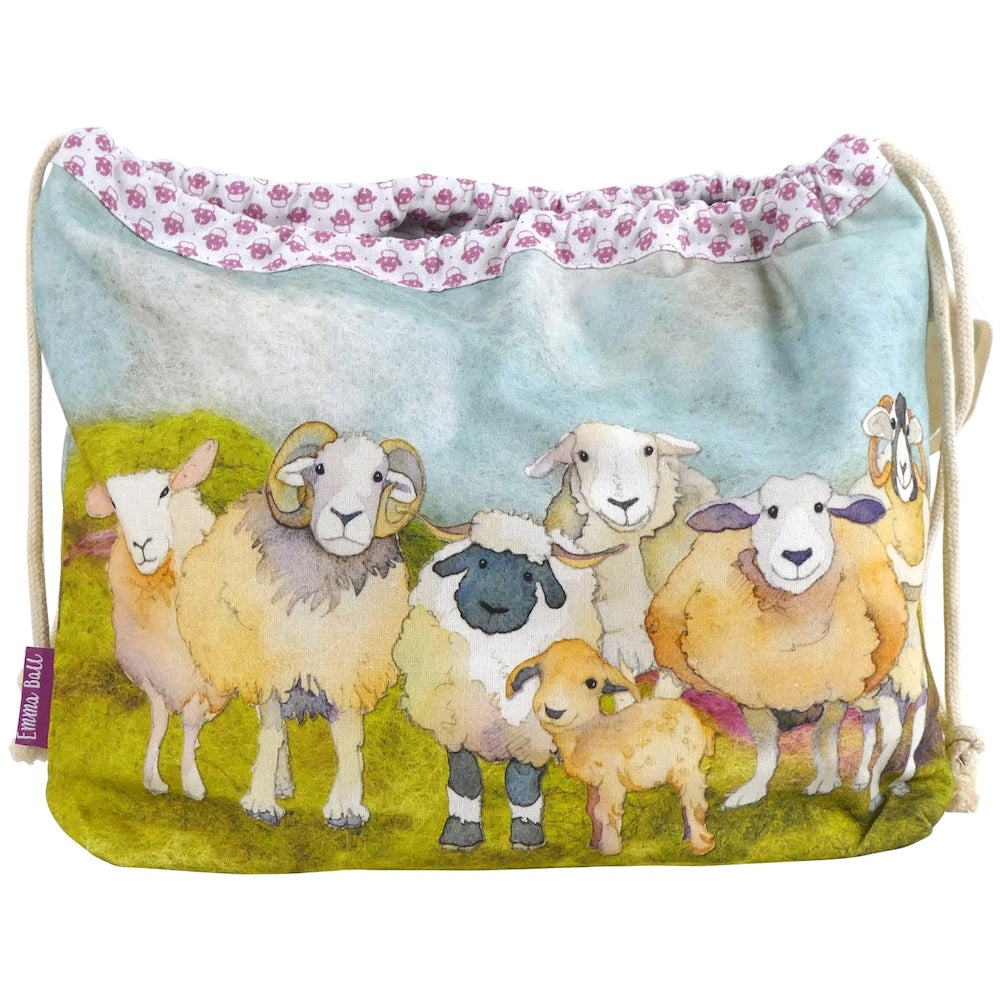 Felted Sheep Drawstring Project Bag | Emma Ball