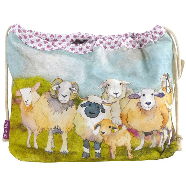 Felted Sheep Drawstring Project Bag | Emma Ball - This is Knit