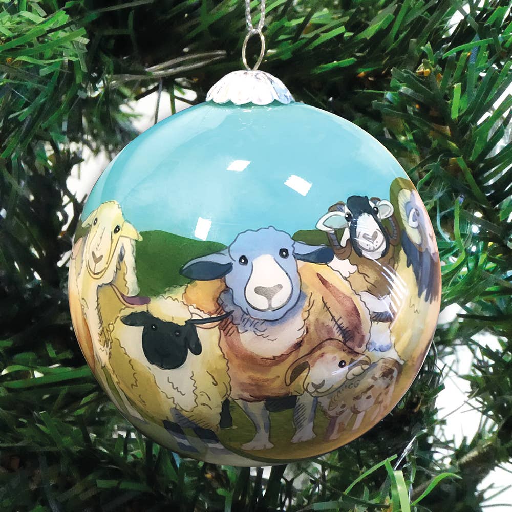 Felted Sheep Hand - Painted Glass Bauble | Emma Ball - This is Knit