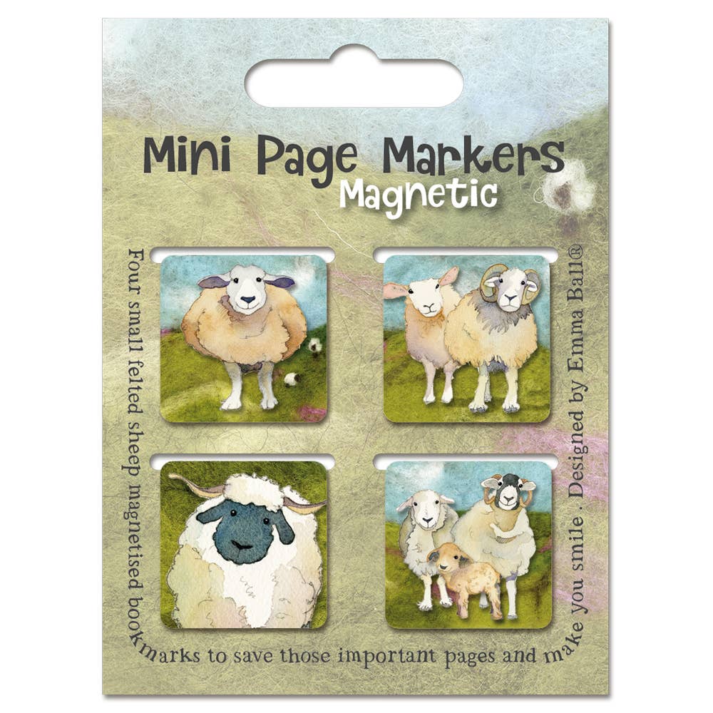 Felted Sheep Set of 4 Mini Magnetic Page Markers | Emma Ball - This is Knit
