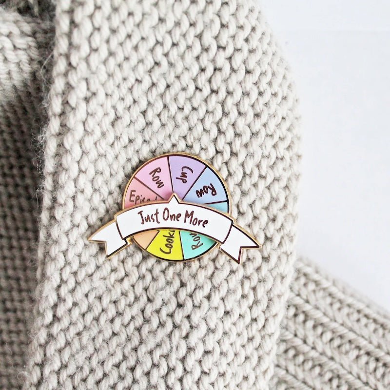 "Just One More" Spinner Enamel Pin | Twill + Print - This is Knit