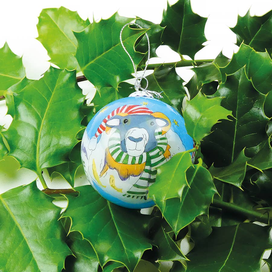 Sheep Hand - Painted Glass Bauble | Emma Ball - This is Knit