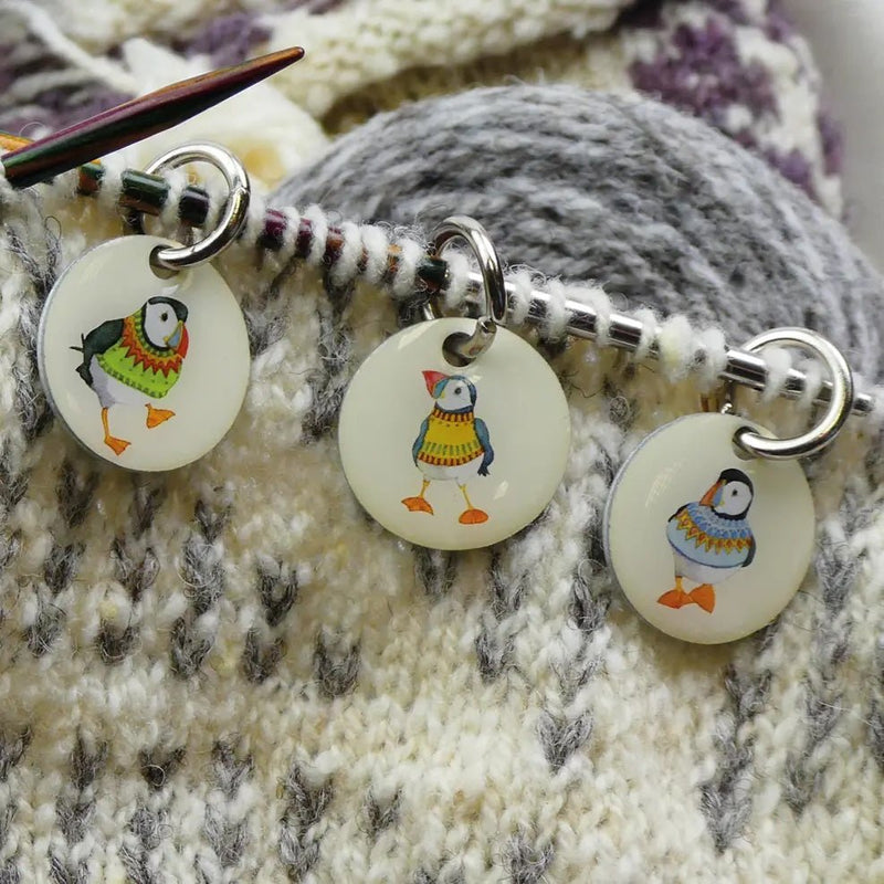 Woolly Puffin Stitch Markers | Emma Ball - This is Knit
