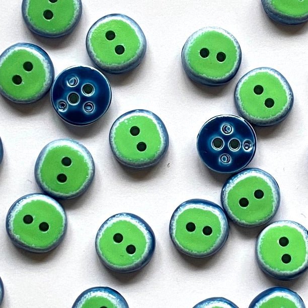 12mm Blue-Green Glossy Button | TGB4291 - This is Knit
