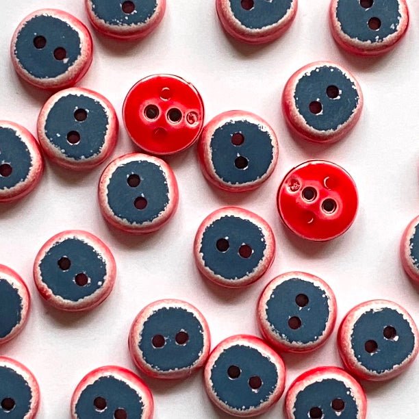 12mm Blue-Red Glossy Button | TGB3979 - This is Knit