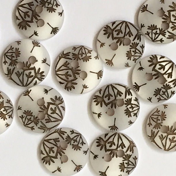 12mm Opaque White Button With Black Design | TGB2356 - This is Knit