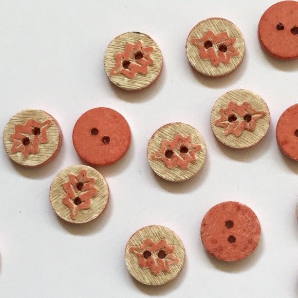 12mm Shell Button With Coral Leaf Design | TGB2257 - This is Knit