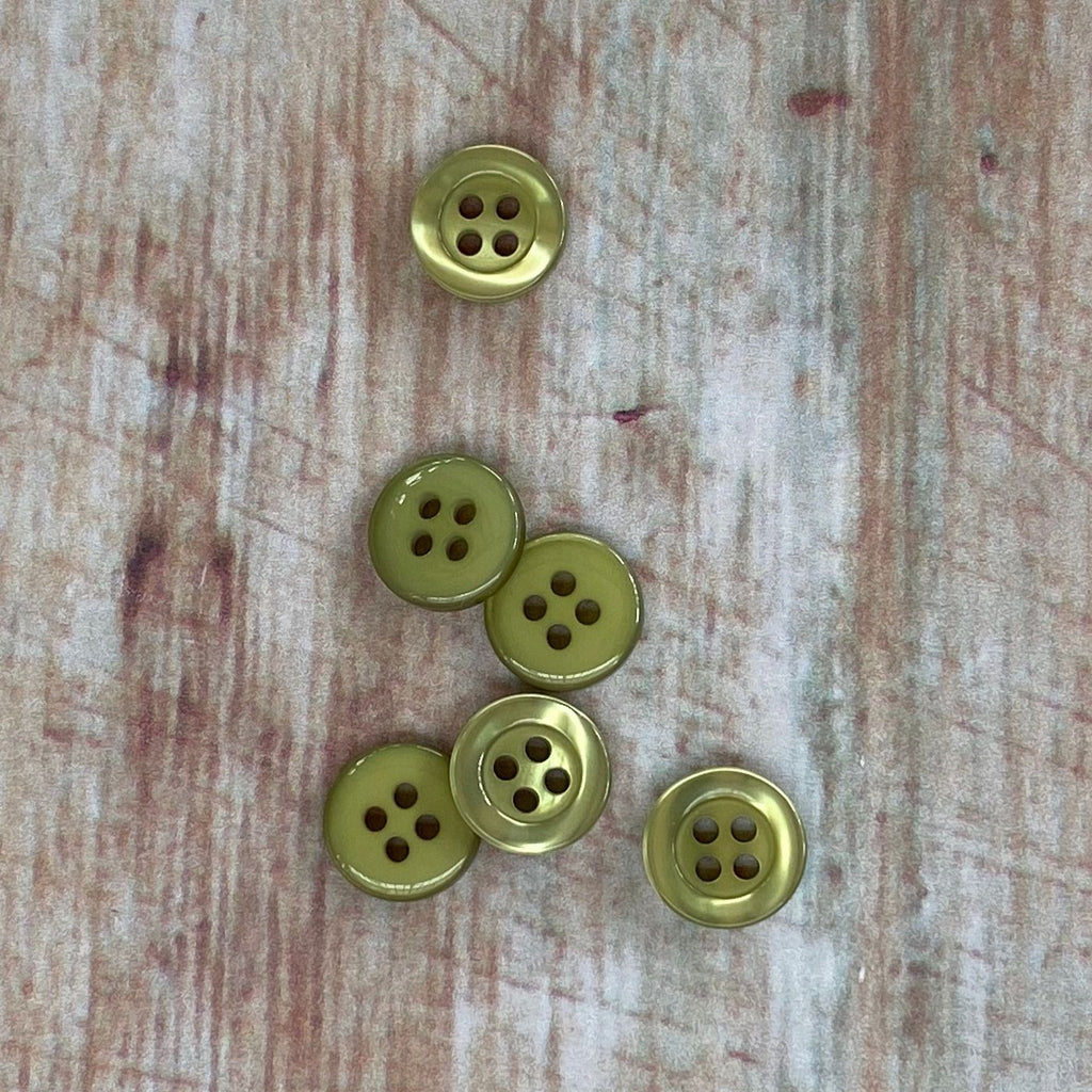 14mm Glossy Green Round Button | Trimmings - This is Knit