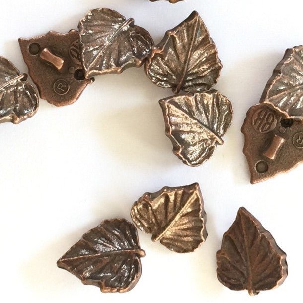 15mm Copper Coloured Leaf Button | TGB2292 - This is Knit
