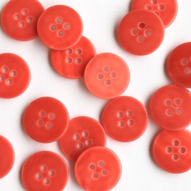 15mm Coral Red Coloured Shell Button | TGB2615 - This is Knit