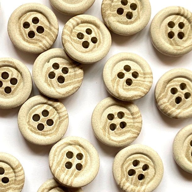15mm Hemp Stone Button With Marbled Design | TGB4325 - This is Knit