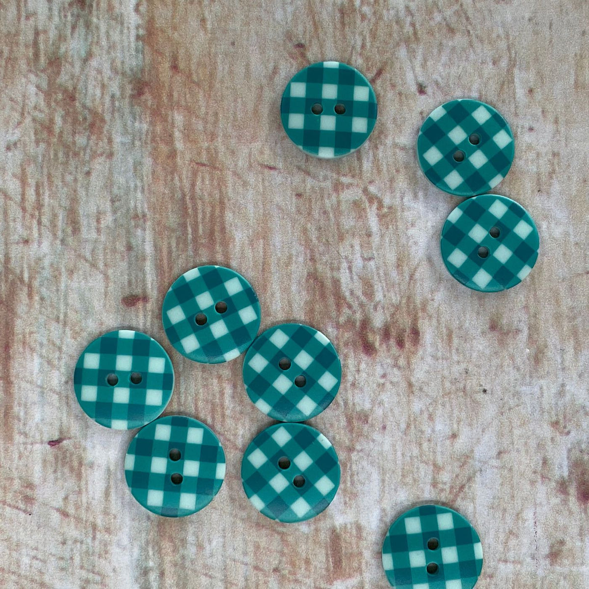 18mm Teal Gingham Button | 7091/18/511 - This is Knit