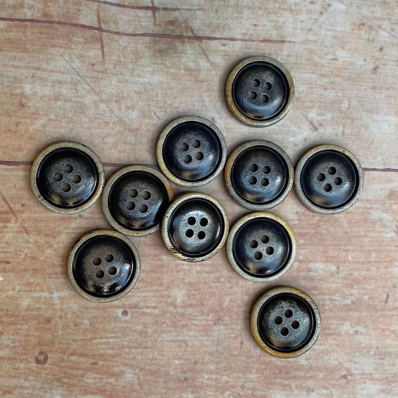20mm Indigo/Grey Coloured Button With Burnt Effect Edge | TGB - This is Knit
