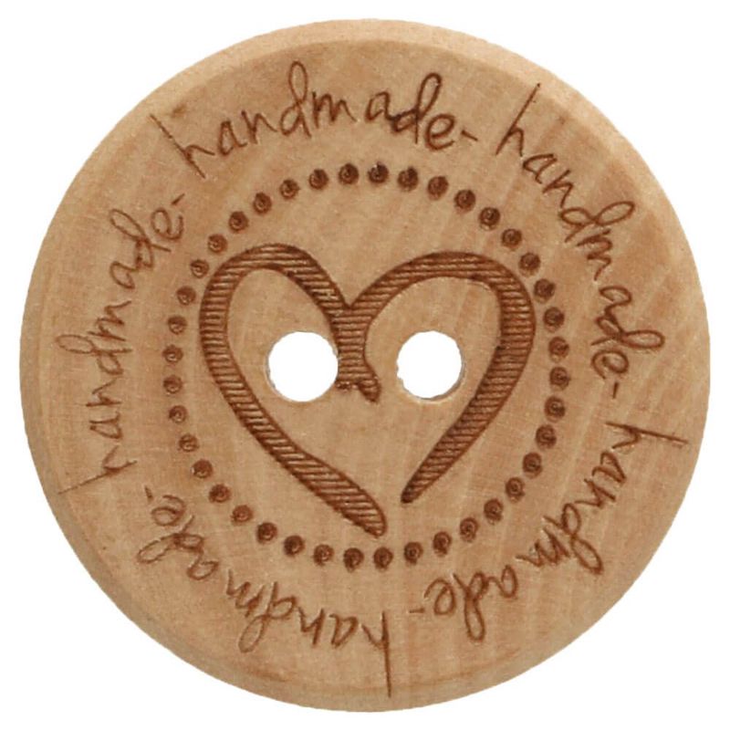 20mm Wooden Button With Heart Design | 97290-32 - This is Knit