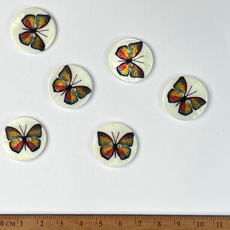 22.5mm Round Coconut Button With Butterfly Design | 5654-36 - This is Knit