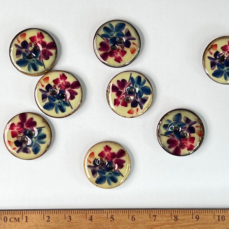 22.5mm Round Coconut Button With Flower Design | 5651-36 - This is Knit