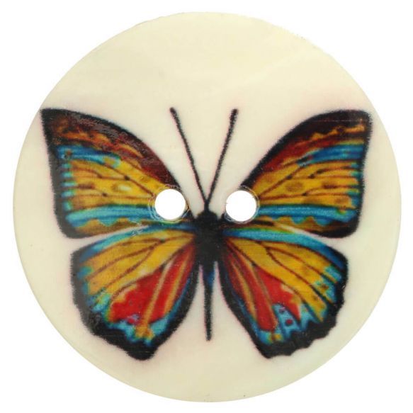 50mm Round Coconut Button With Butterfly Design | 5654-80 - This is Knit