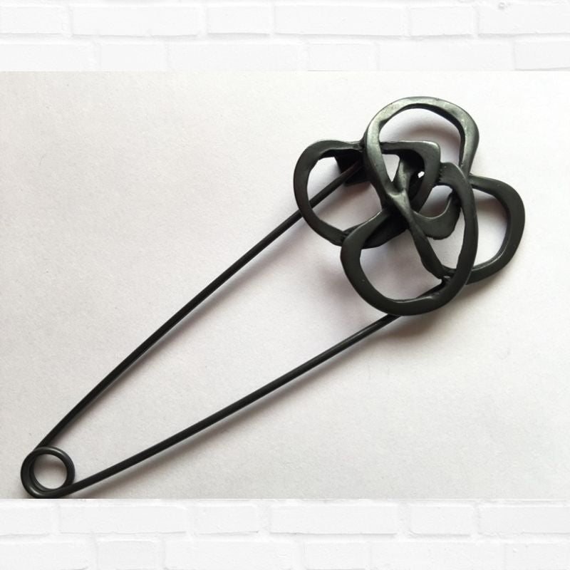 Dark Grey Flower Metal Shawl Pin | TGP285 - This is Knit