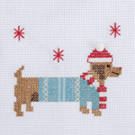 Mini Counted Cross Stitch Kit - Festive Daschund | Trimits - This is Knit