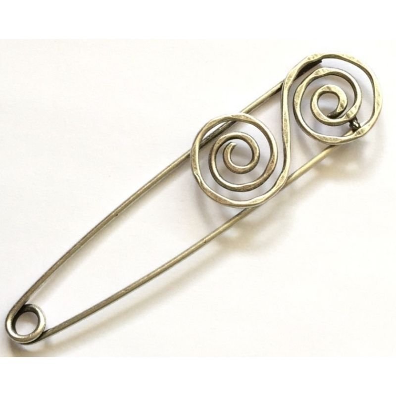 Old Silver Coloured Metal Shawl Pin | TGP269 - This is Knit