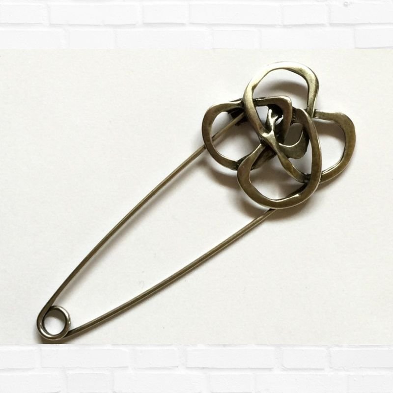 Silver Coloured Flower Shaped Metal Shawl Pin | TGP258 - This is Knit